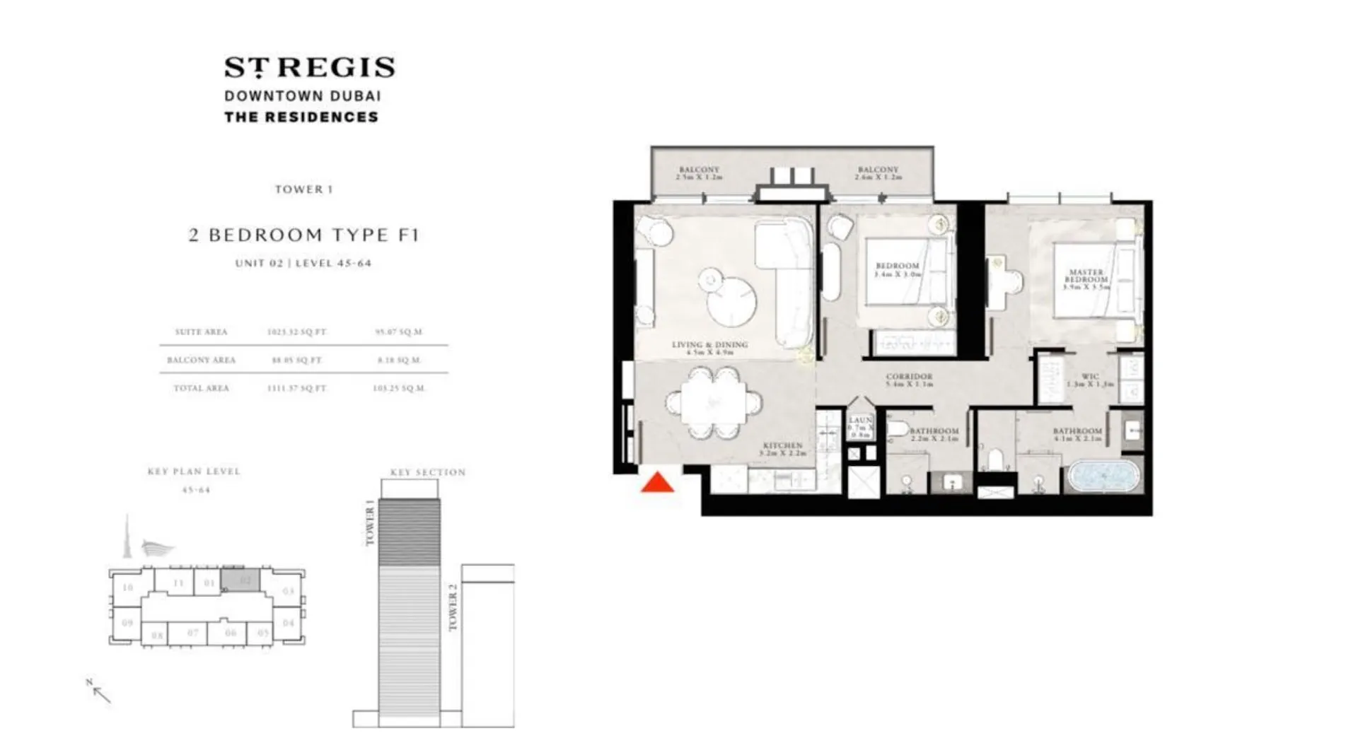 2-х спальные апартаменты в St. Regis Residences Tower 1