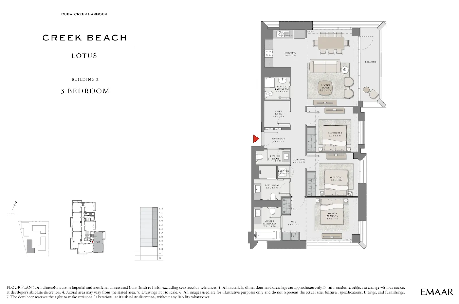 3-х спальные апартаменты в Creek Beach Lotus