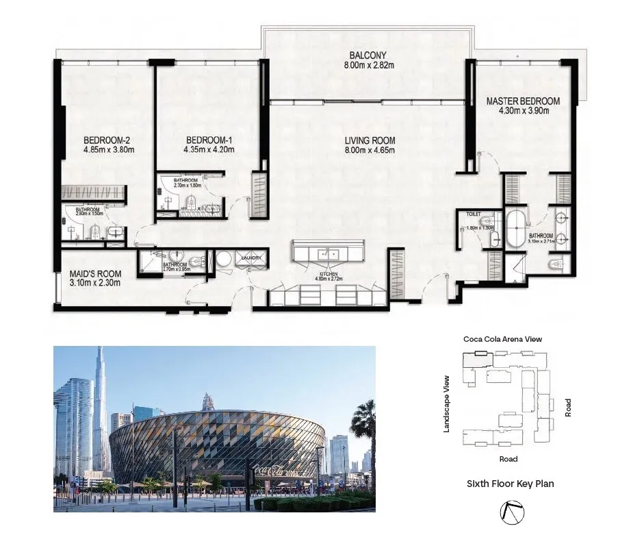 3-х спальные апартаменты в City Walk Building 19