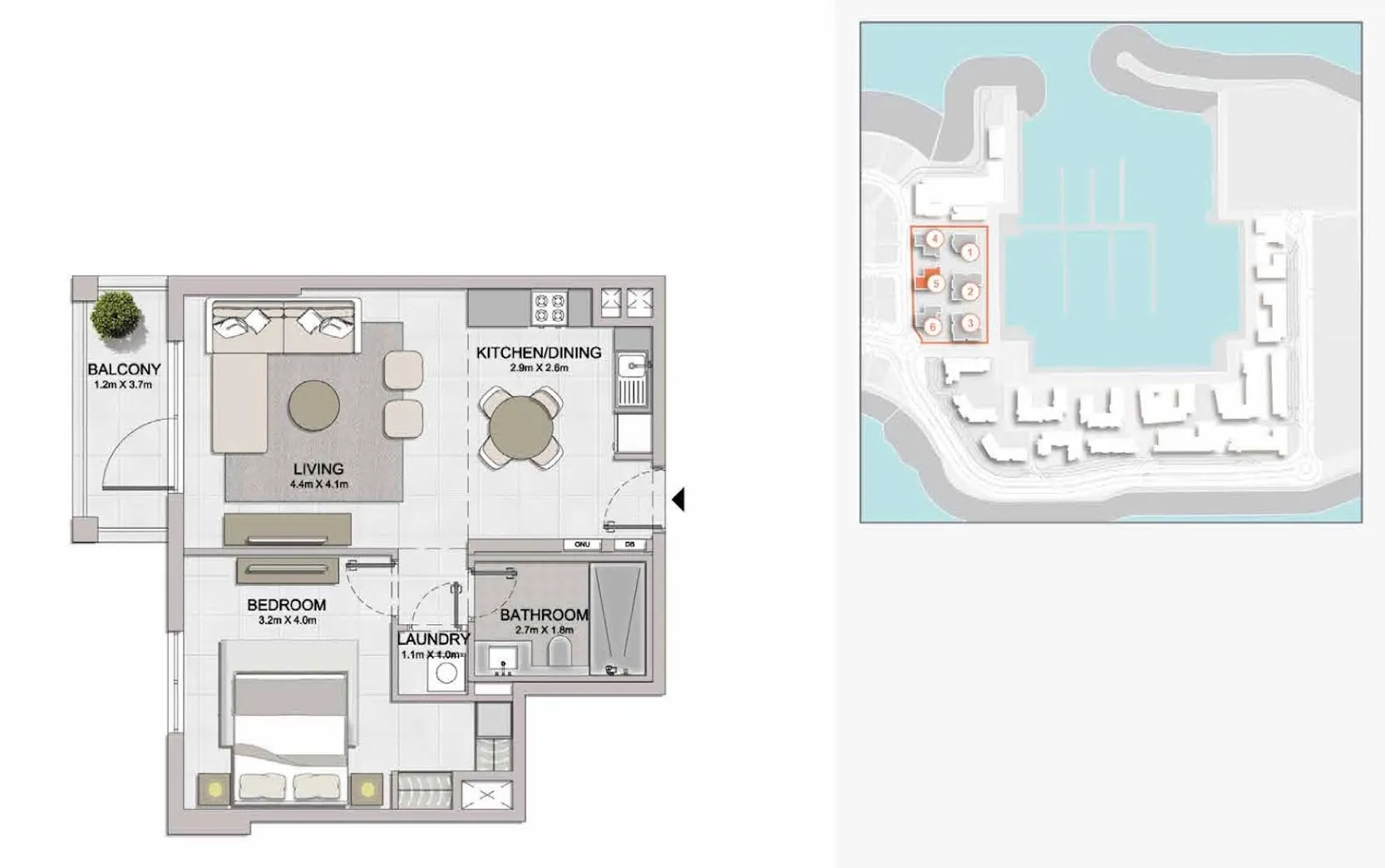 1-спальные апартаменты в La Sirene Building 5