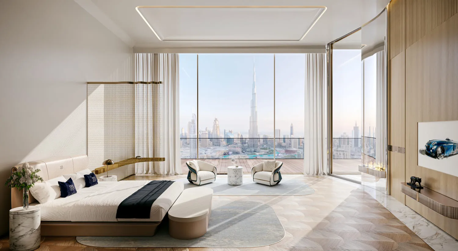 3-х спальные апартаменты с бассейном в Bugatti Residences