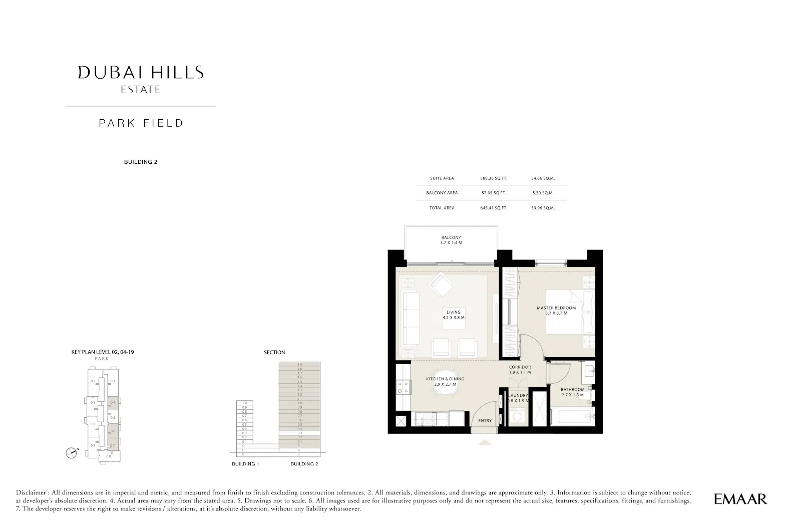 1-спальные апартаменты в Park Field Building 2