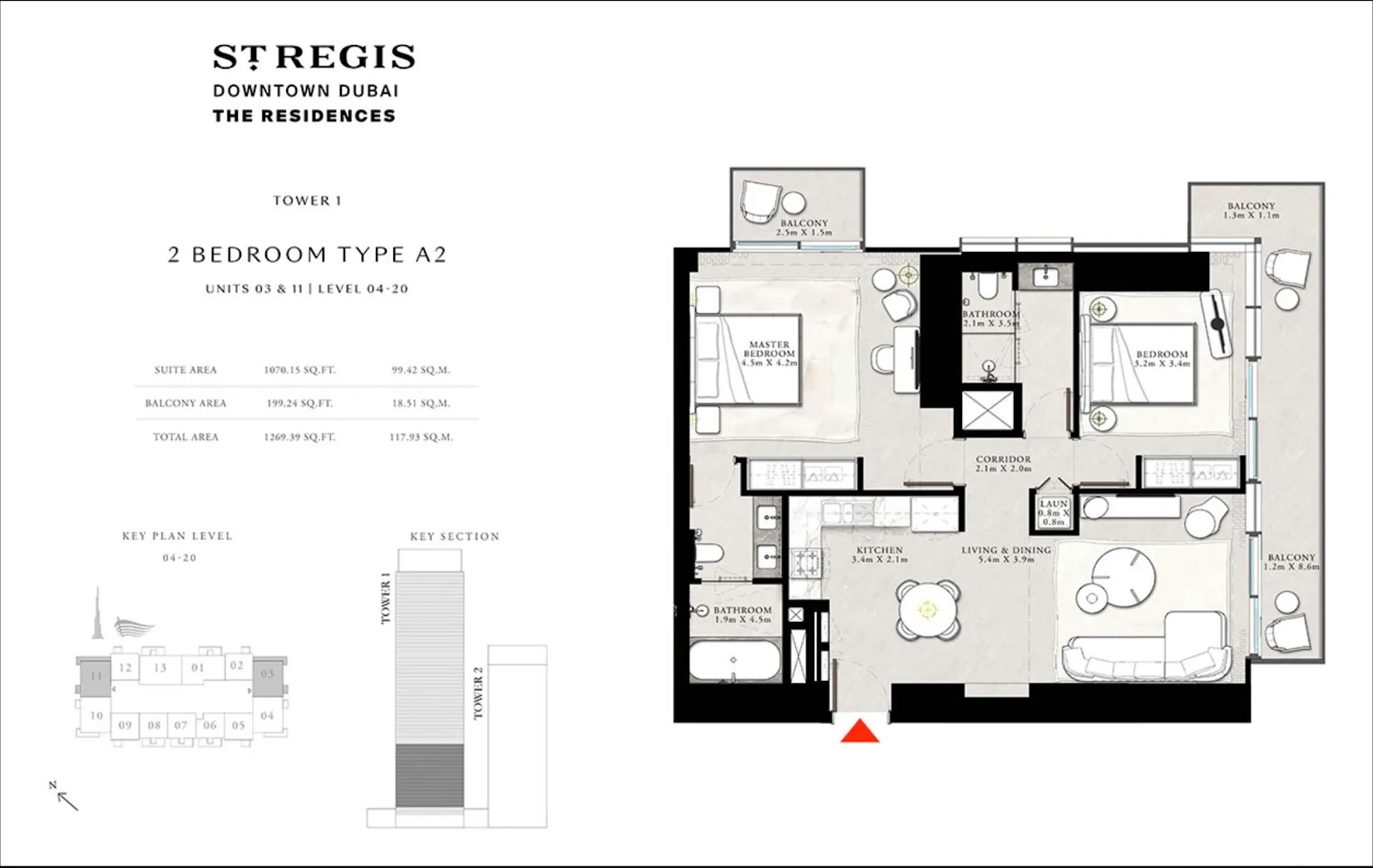 2-х спальные апартаменты в St. Regis Residences Tower 1