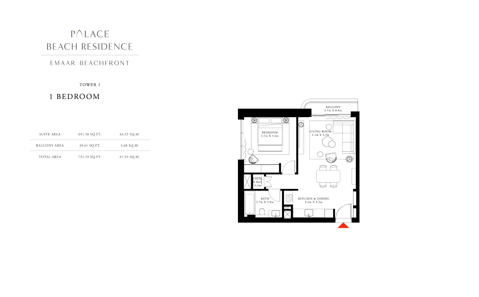 1-спальные апартаменты в Bluewaters Island Building 6