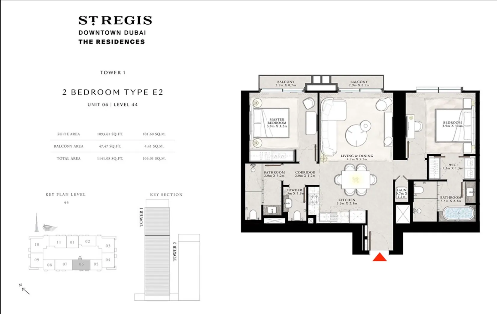 2-х спальные апартаменты в St. Regis Residences Tower 1