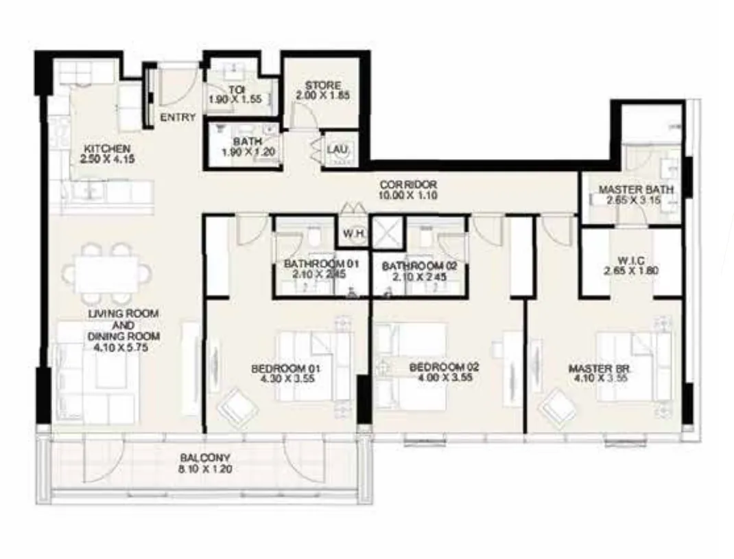 3-х спальные апартаменты в Canal Front Residences