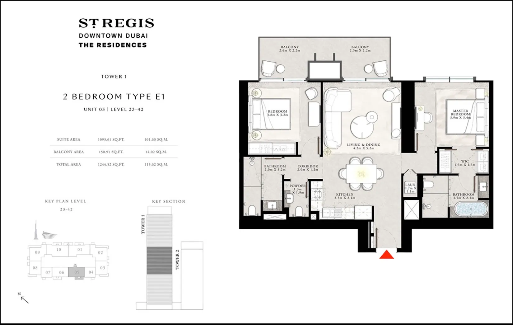 2-х спальные апартаменты в St. Regis Residences Tower 1