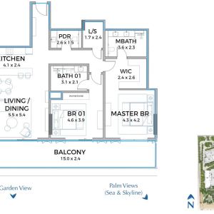 2-х спальные апартаменты в Serenia Living Tower 1