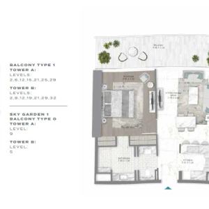 1-спальные апартаменты в Damac Bay