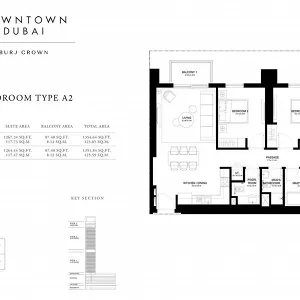 3-х спальные апартаменты в Burj Crown